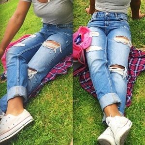 Zara High-Waisted Distressed Jeans